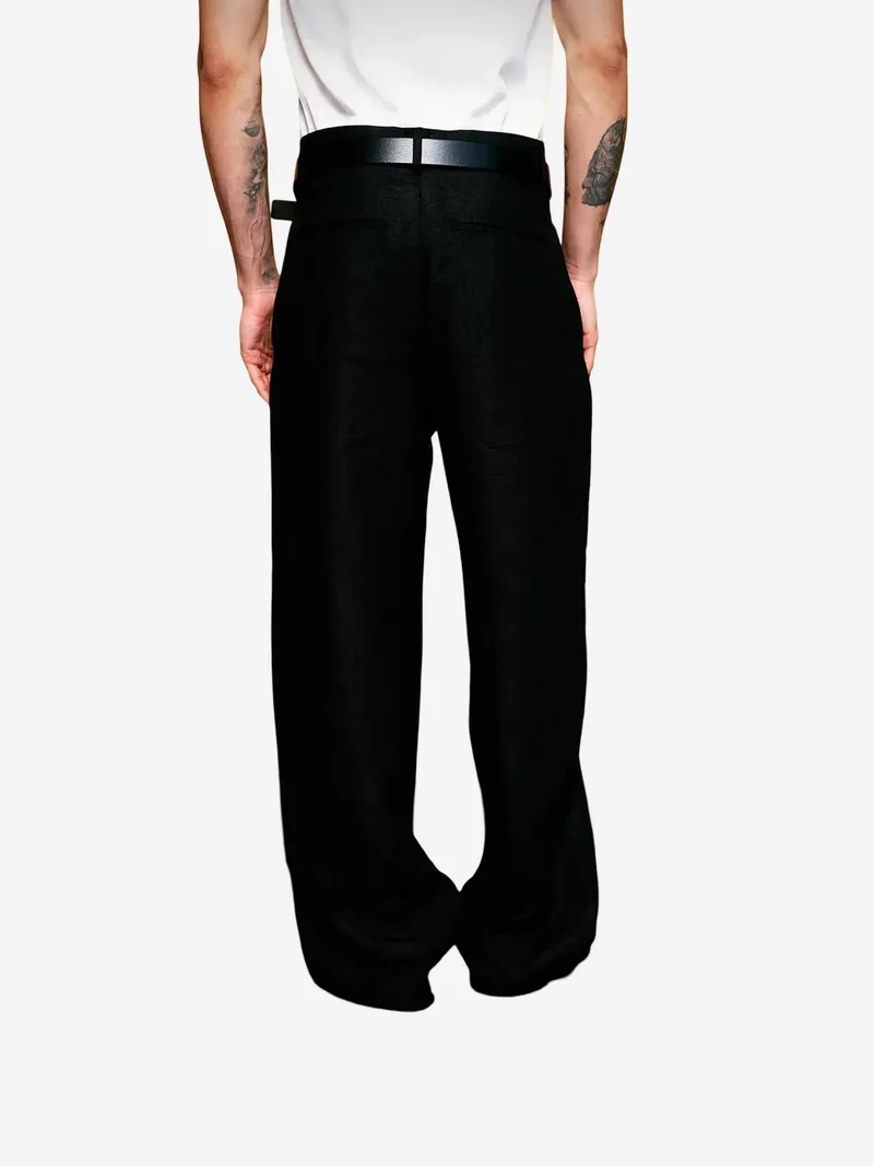 Giesto GIESTO Pleated Linen Straight Leg Pants